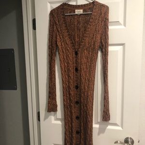 Autumn rustic orange/brown long crochet sweater.